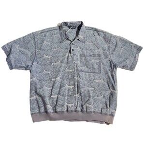 Safe Harbor short sleeve blue marlin Print golf polo shirt Men’s Size XL